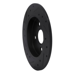 Toyota Yaris Brake Rotor (1) - Rear Right - R1 Concepts - Drilled & Slotted - Black - `12-`18